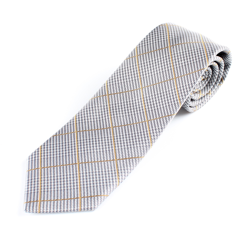 HVN-19 VANNERS面料格倫格紋圖案淺灰色手工領帶[正裝配飾] 山本（EXCY）