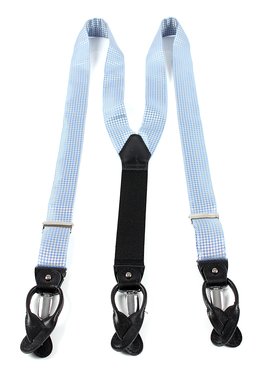 VSR-12 吊帶採用千鳥格面料千鳥格設計saxe藍藍色[正裝配飾] 山本（EXCY）