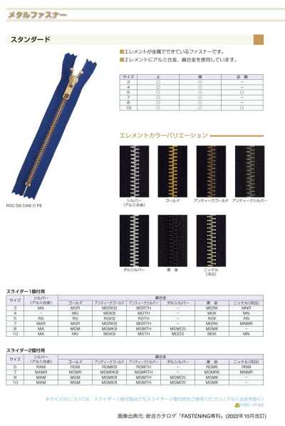 4MGC 金屬拉鍊 4號 金色閉尾