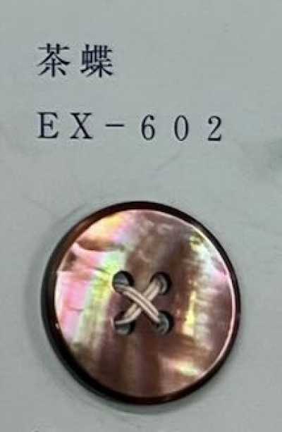 EX602 四孔 茶蝶貝殼鈕扣