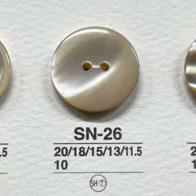 SN26 天然材料 高瀨貝殼製 2孔有光澤鈕扣