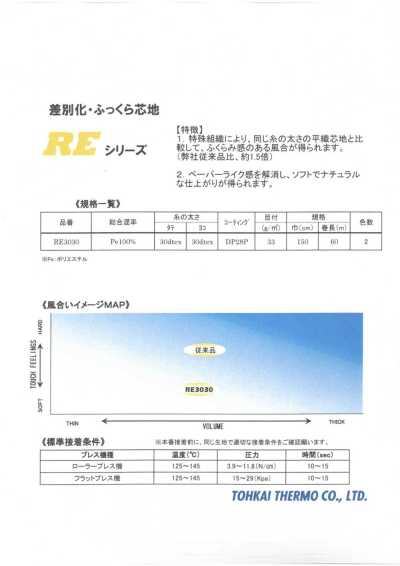 RE3030 Thermofix® RE系列 差別化蓬鬆黏合襯