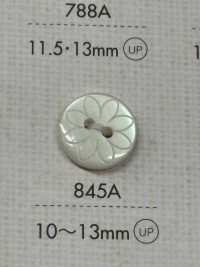 845A DAIYA BUTTONS 扁平二孔聚酯纖維扣環（花朵圖案）[羈扣] Osaka Plastic Industries（DAIYA BUTTON） 更多照片