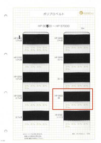 HP36000BB HP36000 BB 1.7MM厚 聚丙烯織帶