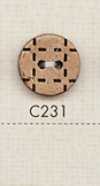C231 天然材料2 孔針跡式木製鈕扣