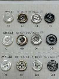 MY153 DAIYA BUTTONS 四孔仿貝殼聚酯纖維紐扣，有邊[羈扣] Osaka Plastic Industries（DAIYA BUTTON） 更多照片