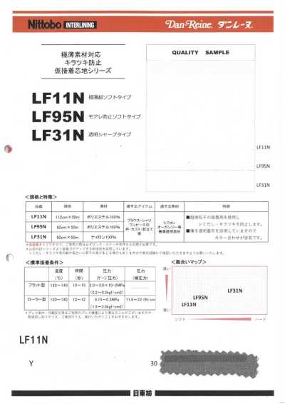 LF11N 適用於超薄材料的防發亮臨時粘合襯系列 超薄超柔軟型