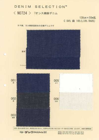 N0724 7盎司 棉麻 丹寧布