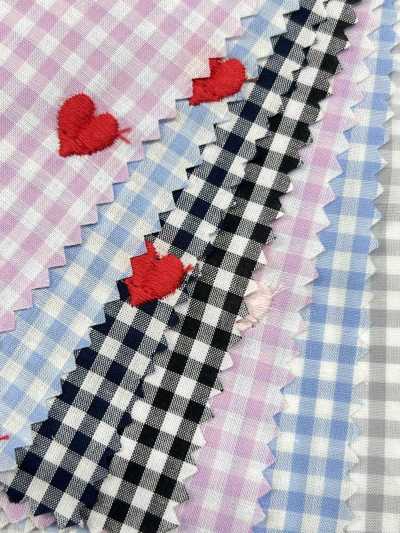 4023-1907-1 色織格紋刺繡