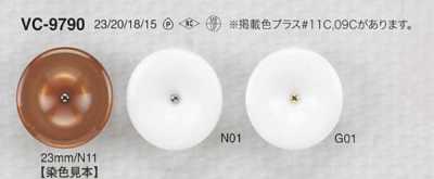 VC9790 聚酯樹脂/黃銅製 圓形扣有柄鈕扣
