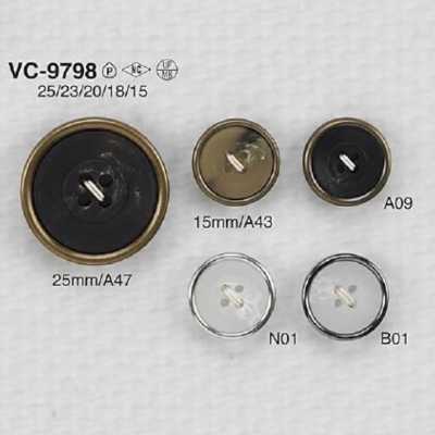 VC9798 聚酯纖維樹脂/黃銅製 表孔四孔鈕扣