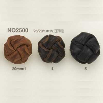 NO2500 皮革／黃銅製 圓形有柄鈕扣