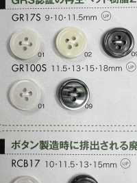 GR100S GRS 認證 25% 再生 PET 樹脂紐帶，帶邊緣，4 個孔[羈扣] Osaka Plastic Industries（DAIYA BUTTON） 更多照片