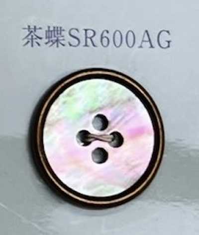 SR600AG 四孔 有邊 茶蝶貝殼鈕扣