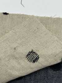 ON43698ID 麻仿丹寧布刺繡4吋圓點（靛藍風格）[布料] 小原屋纖維 更多照片