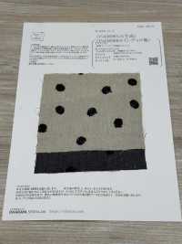 ON43698ID 麻仿丹寧布刺繡4吋圓點（靛藍風格）[布料] 小原屋纖維 更多照片