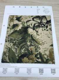 7026-1730-1 麻，坯布有大花朵圖案[布料] HOKKOH北高 更多照片