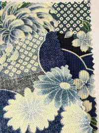 850561 驚豔的靛藍染色日本設計：雲海與扇形菊花[布料] VANCET 更多照片