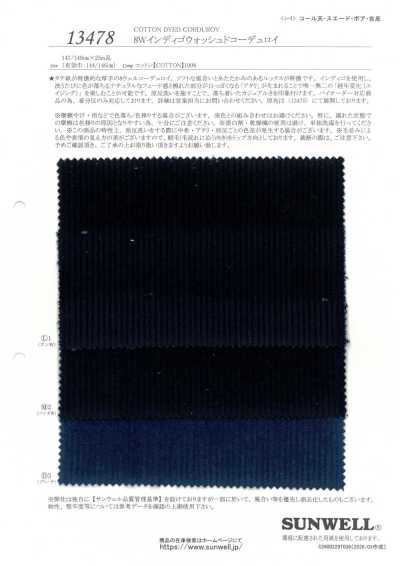 13478 8W 靛藍水洗燈芯絨