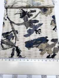 7027-740-1 麻坯布波紋花卉圖案[布料] HOKKOH北高 更多照片