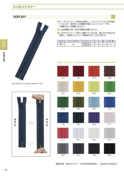 5CSOR-PUW14 SOFLEX® 尼龍拉鍊 5種尺寸 開口式