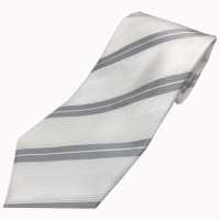 NE-404 Nishijin 編織白色條紋領帶[正裝配飾] 山本（EXCY） 更多照片