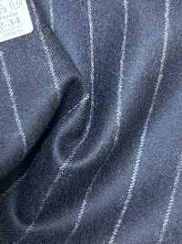69582-34 26AW HERDREX【Tasmanian Flannel】真絲與羊毛 藏青色 條紋[布料] 國島株式會社 更多照片