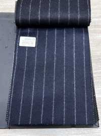 69582-34 26AW HERDREX【Tasmanian Flannel】真絲與羊毛 藏青色 條紋[布料] 國島株式會社 更多照片