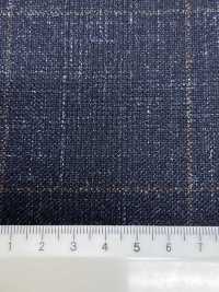 56CN5231 CANONICO WOOL SILK & LINEN 花式西裝布料 海軍藍/棕色 窗格紋 佳能 更多照片