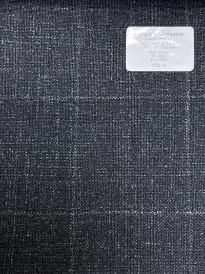 56CN5232 CANONICO（卡諾尼科）羊毛・真絲・亞麻 花式西裝布料 綠色/米白 格紋