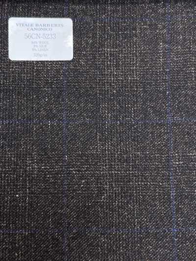 56CN5233 CANONICO（卡諾尼科）羊毛絲綢亞麻花式西裝布料 棕/藍 窗格